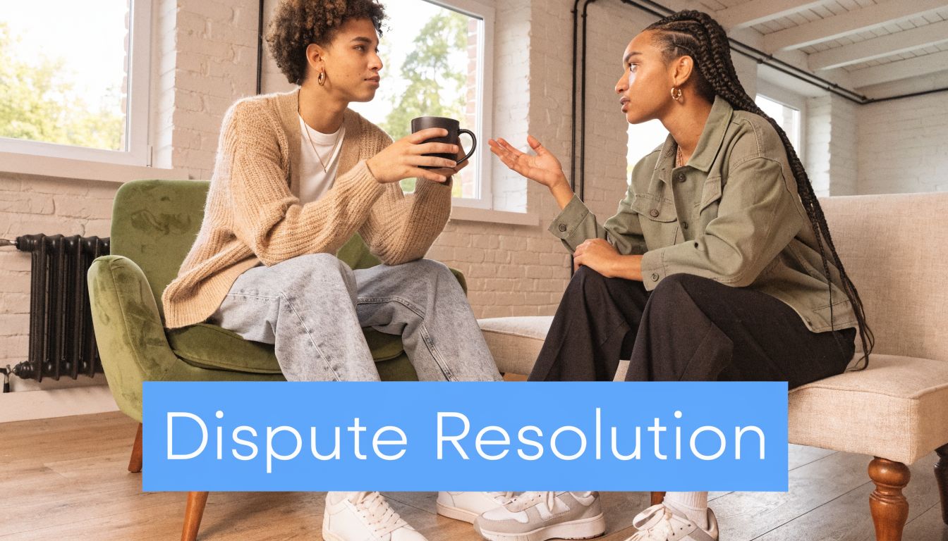 A young couple sitting on a sofa while having a serious and intense conversation indoors.
